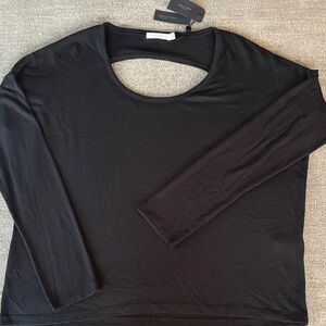 RAG & BONE Black Florence Long Sleeve Reversible Top Shirt Blouse NEW Size XL